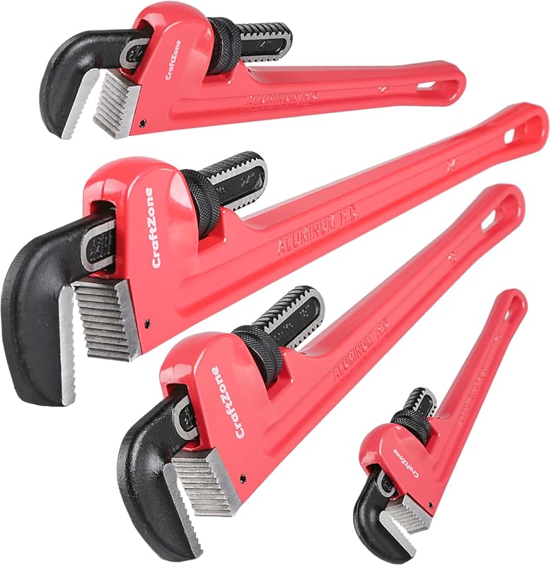 Lightweight 4-Piece Aluminum Pipe Wrench Set with Drop-Forged Jaws for