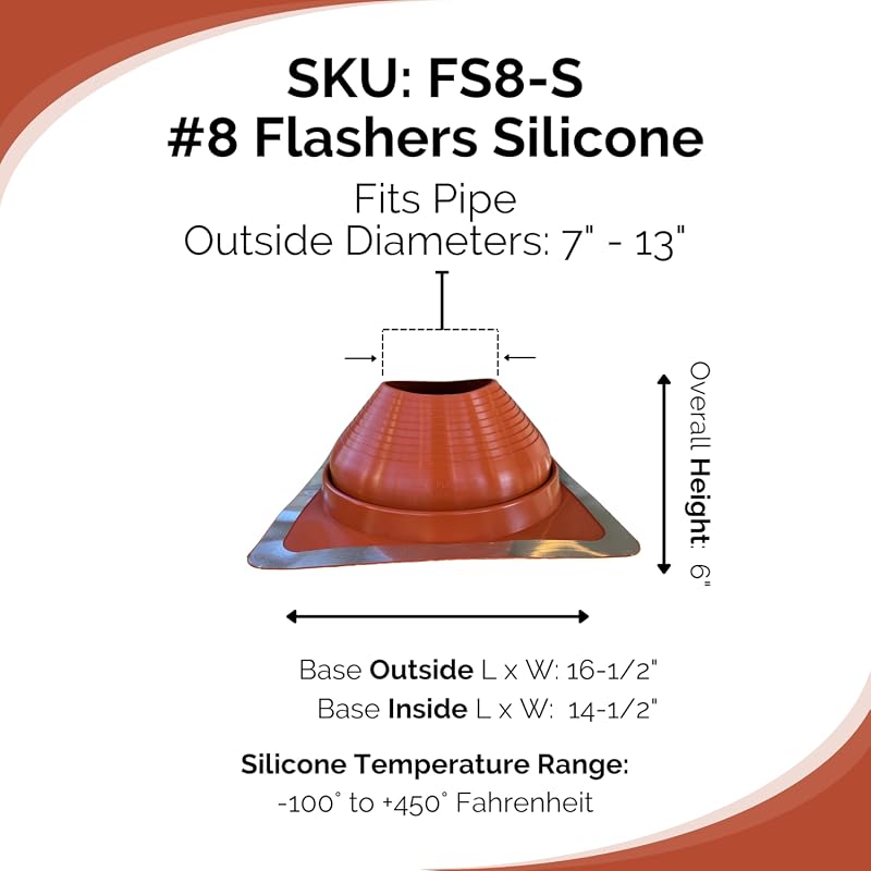 Flashers #8 Silicone Square Metal Roof Pipe Flashing
