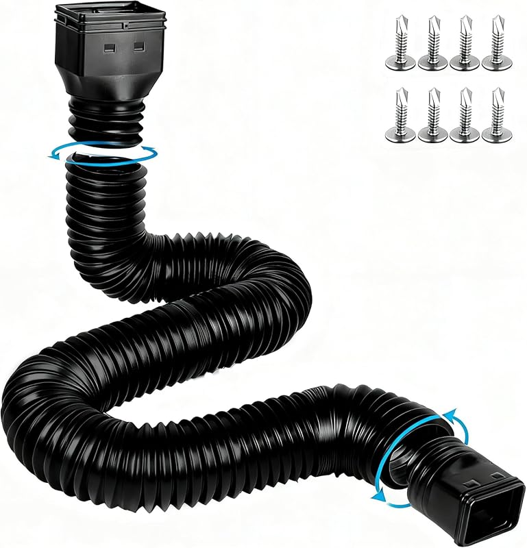 plusgutter 16.5ft Long Flexible Gutter Downspout Extension, 4-Inch Dia