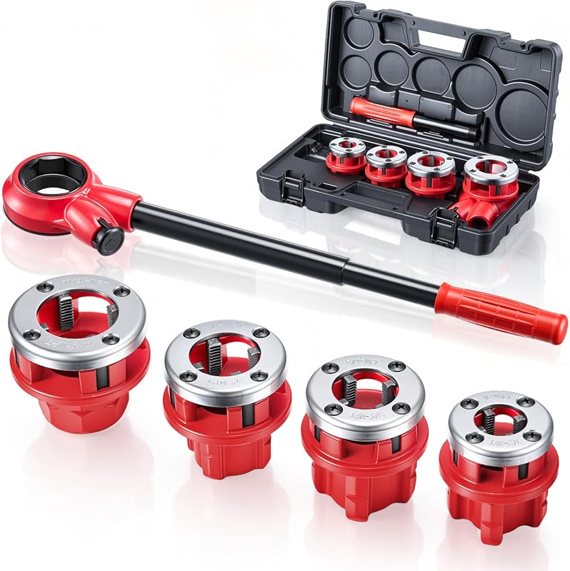 VEVOR Ratchet Pipe Threader Kit with 4 Dies, 1/2