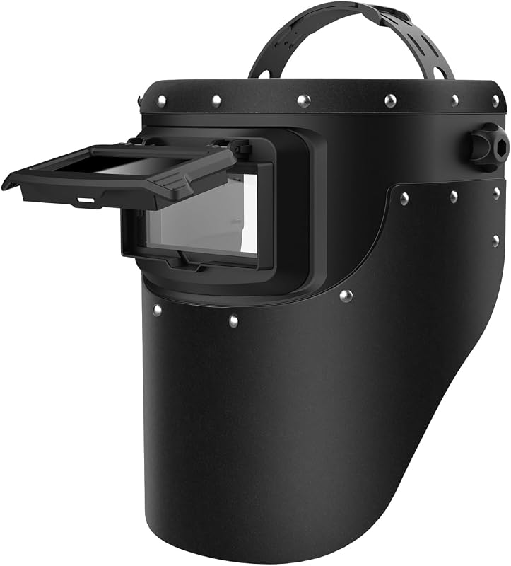 Chopped Top Welding Hood Featuring 2x4 1/4 Variable Shade 10 Lens for 