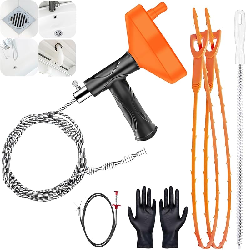 33 Ft Heavy Duty Drain Snake Auger and Clog Remover Cleaning Tool for Sinks, Tubs, and Showers